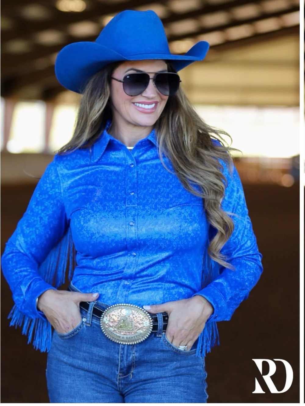 NWOT ROYAL SPARKLE & FRINGE PERFORMANCE RODEO SHIRT - Picture 2 of 7